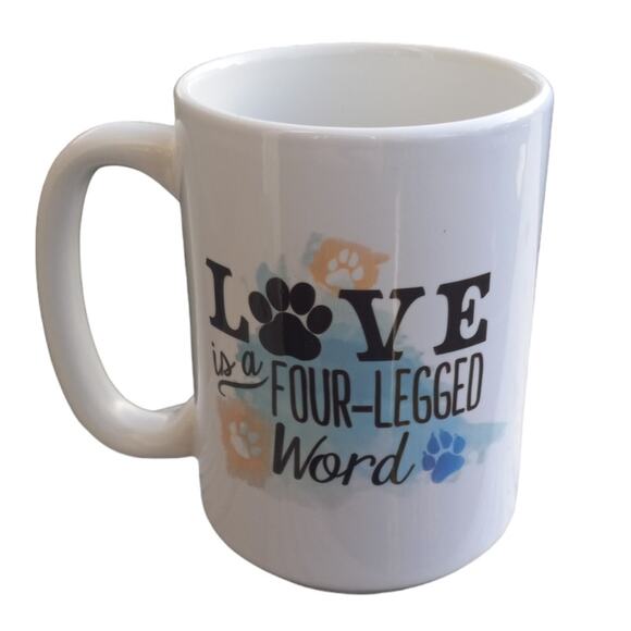 Love is a Four Legged Word Dog Lovers Rare Coffee Cup Coffee Mug - Picture 2 of 8